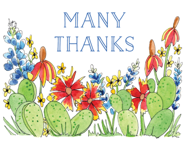 Many Thanks Floral Cactus Notecard