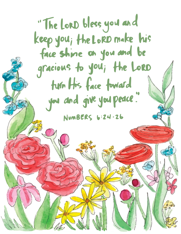 Numbers 6:24 Florals Notecard
