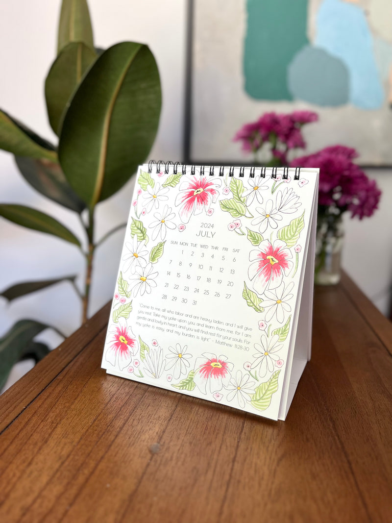 2024 Floral Blooms and Scripture Calendar