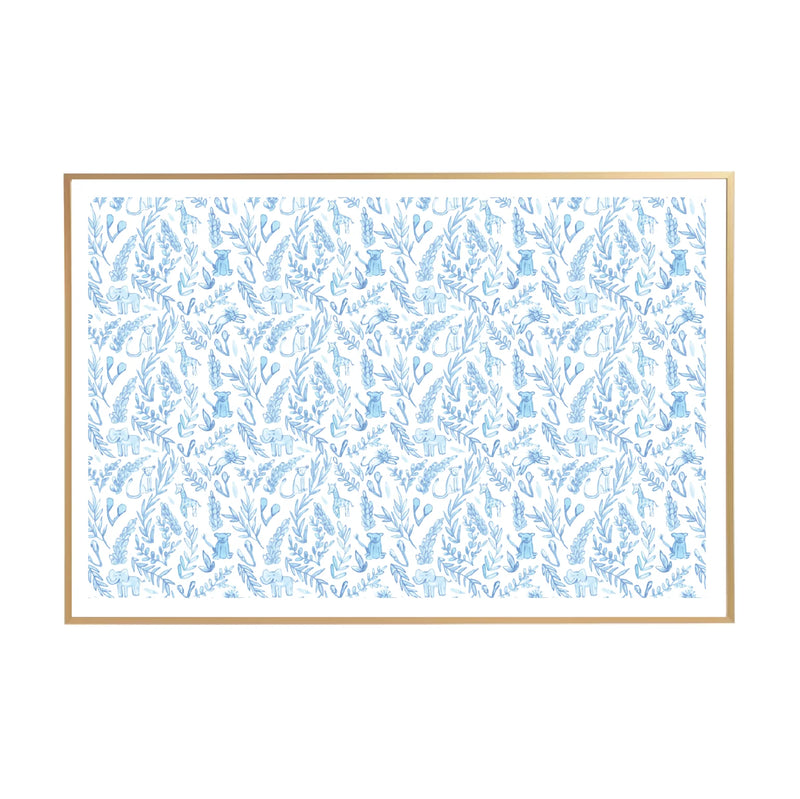 SAMPLE SALE Blue Jungle Animals Print - 24" x 36"