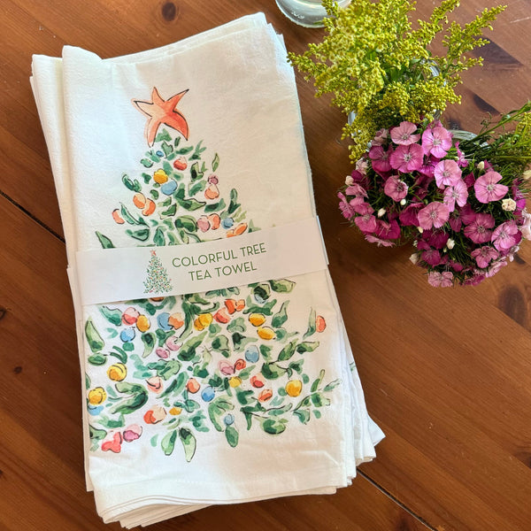 Colorful Christmas Tree Tea Towel