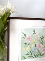 Small florals on Green