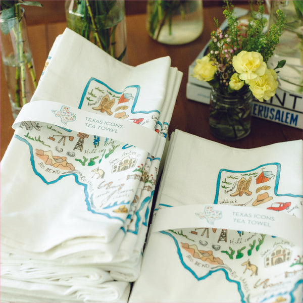 FOUR for the price of three - Texas Icons Tea Towel