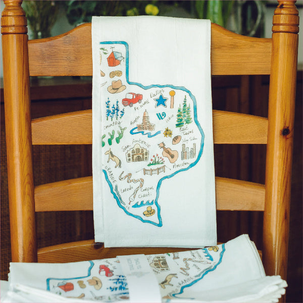 FOUR for the price of three - Texas Icons Tea Towel