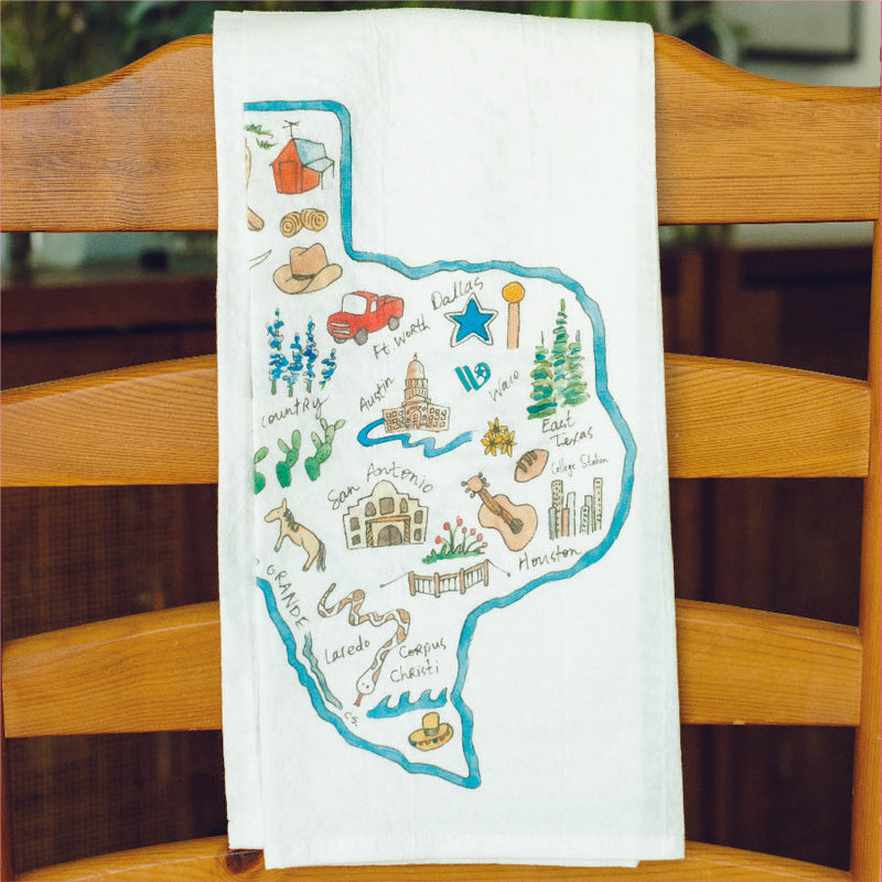 FOUR for the price of three - Texas Icons Tea Towel