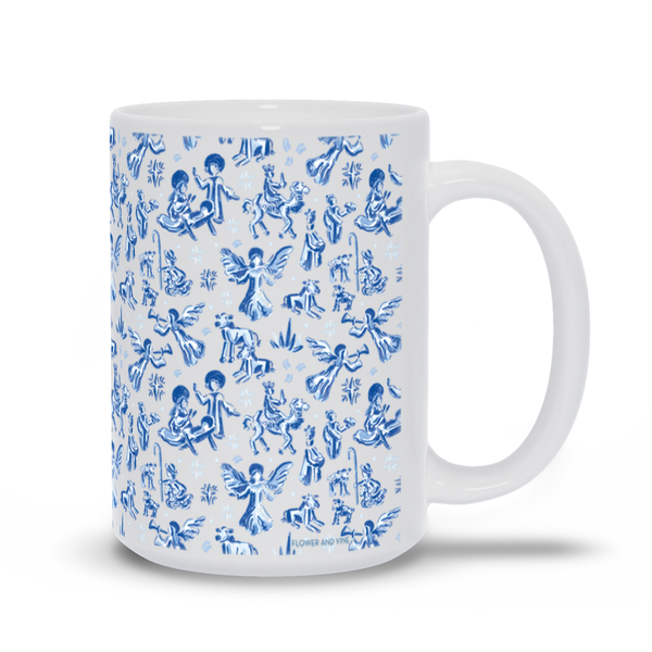 Blue Nativity Ceramic Mug
