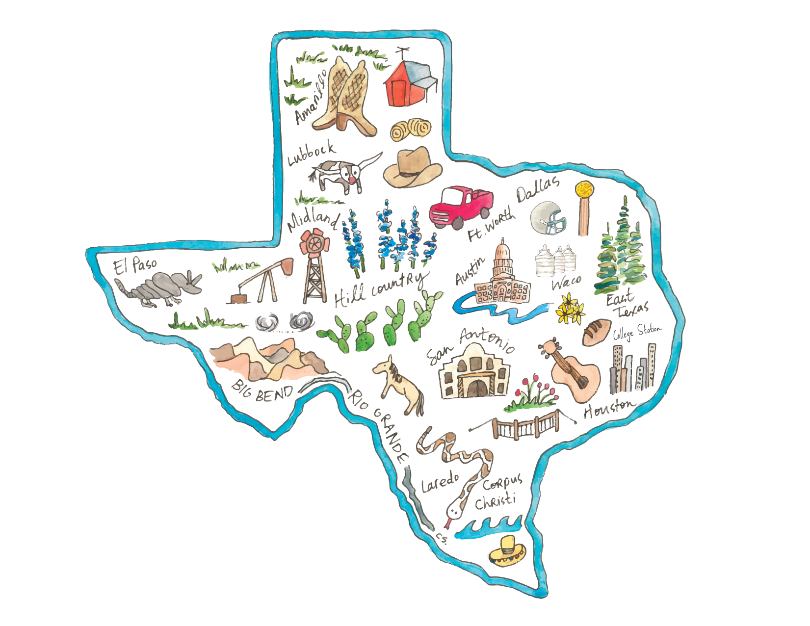 Texas Icons Notecard – Flower and Vine
