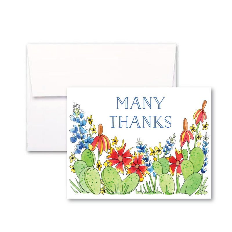 Many Thanks Floral Cactus Notecard
