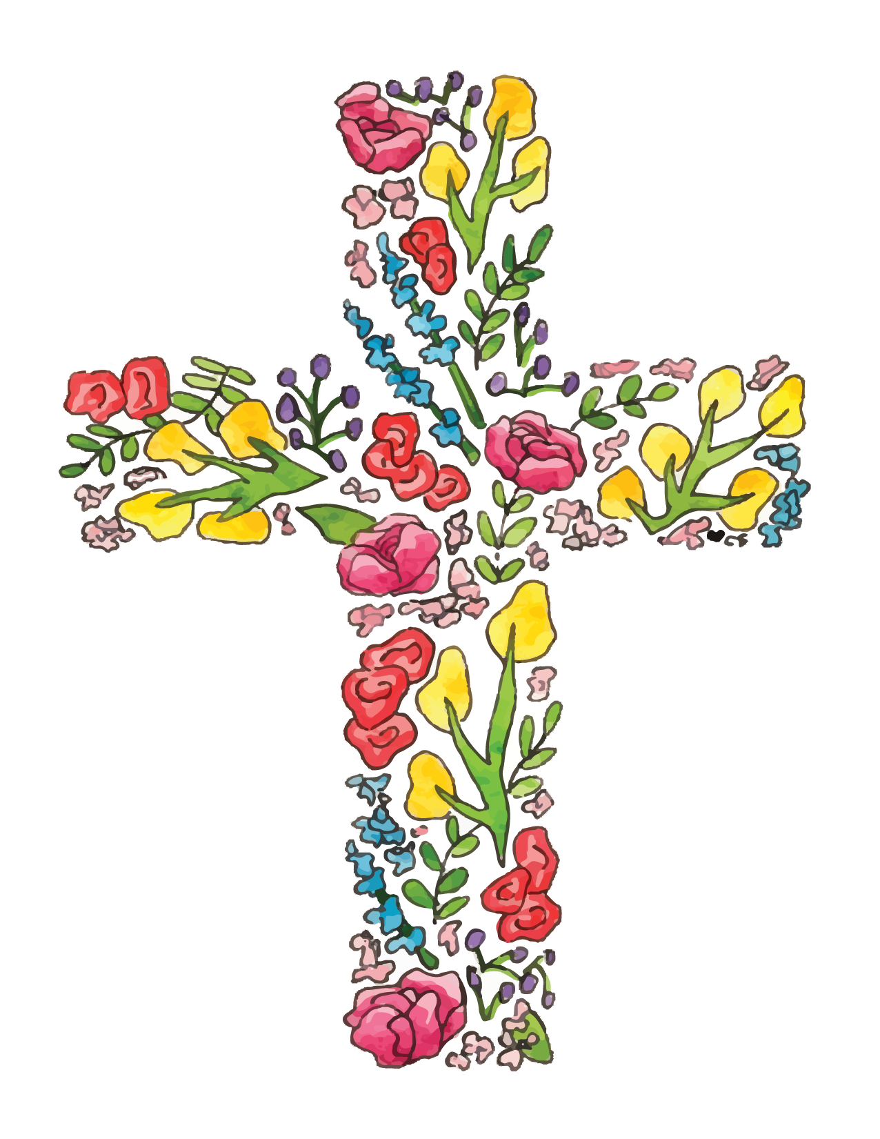 Floral Cross Notecard – Flower and Vine