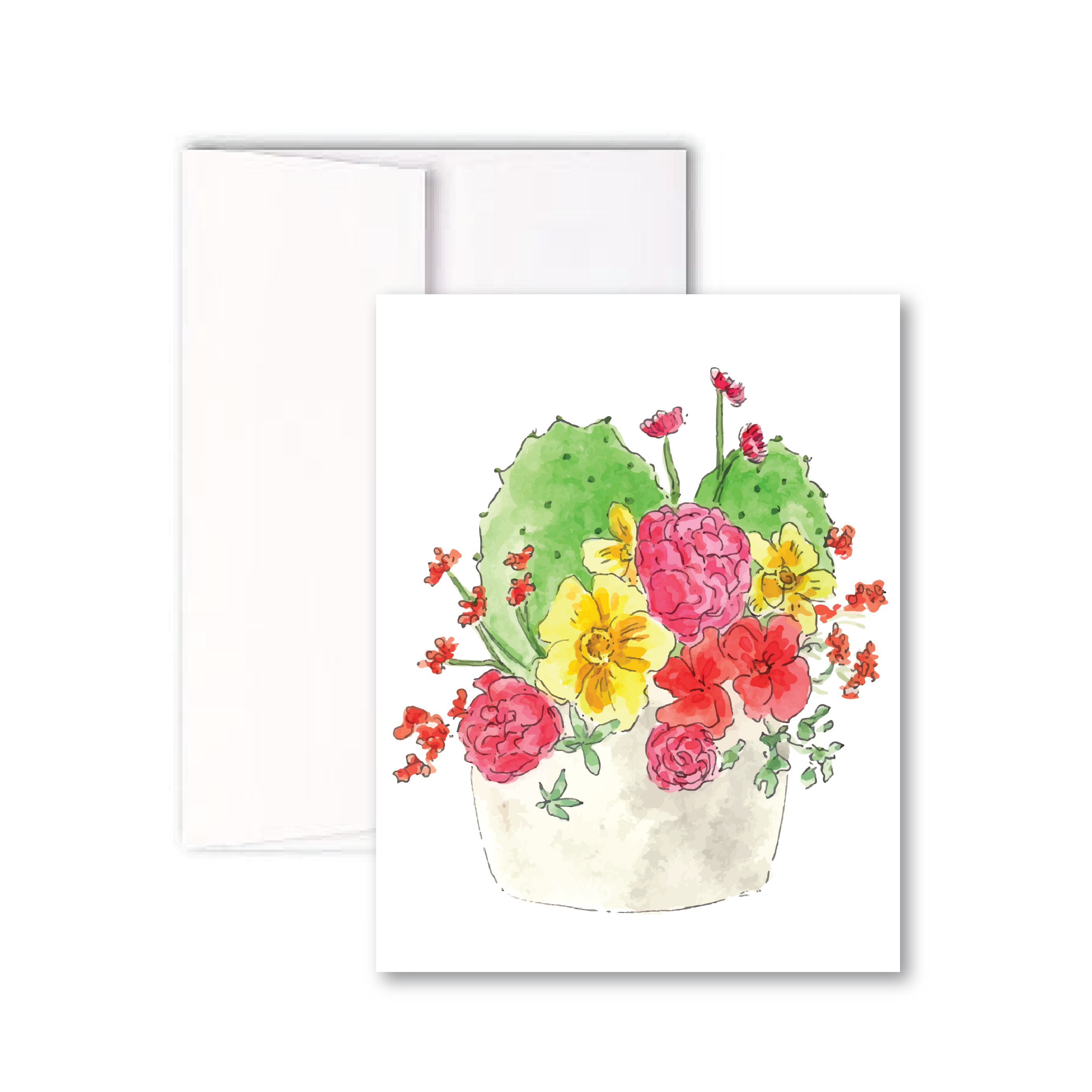 Cactus Floral Bouquet Notecard – Flower and Vine