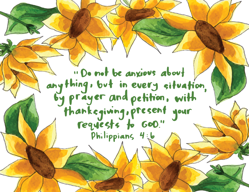 Philippians 4:6 Sunflowers Notecard