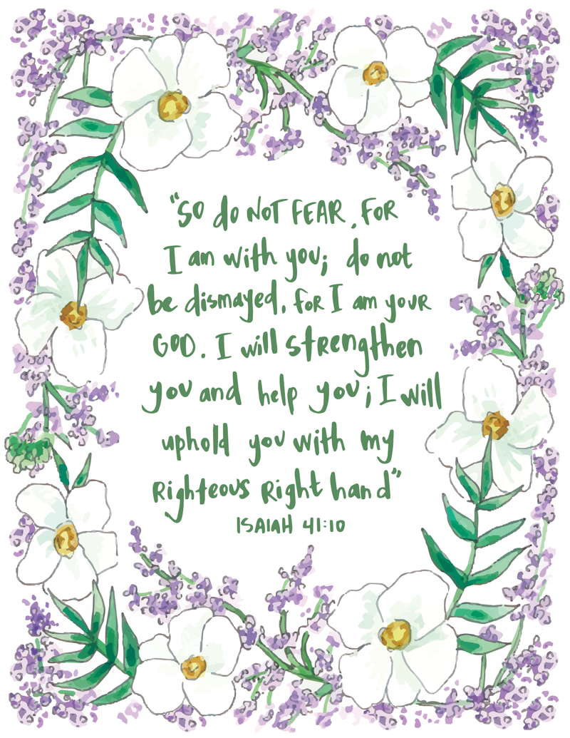 Isaiah 41:10 Purple Florals Notecard