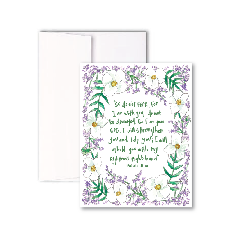 Isaiah 41:10 Purple Florals Notecard