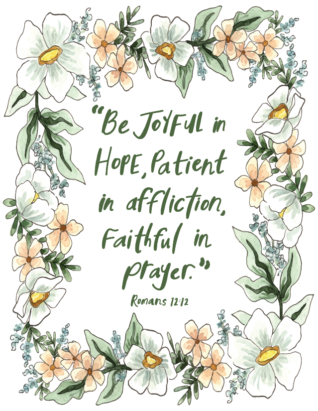 Romans 12:12 Florals Notecard