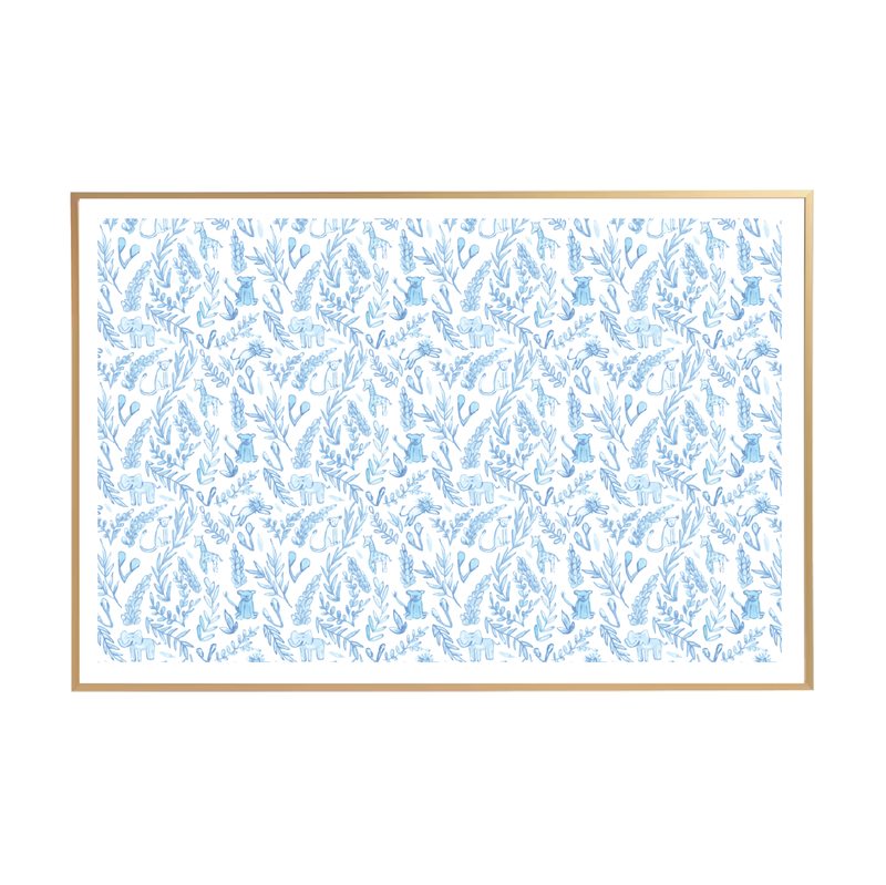 Blue Jungle Animals Print - 24" x 36"